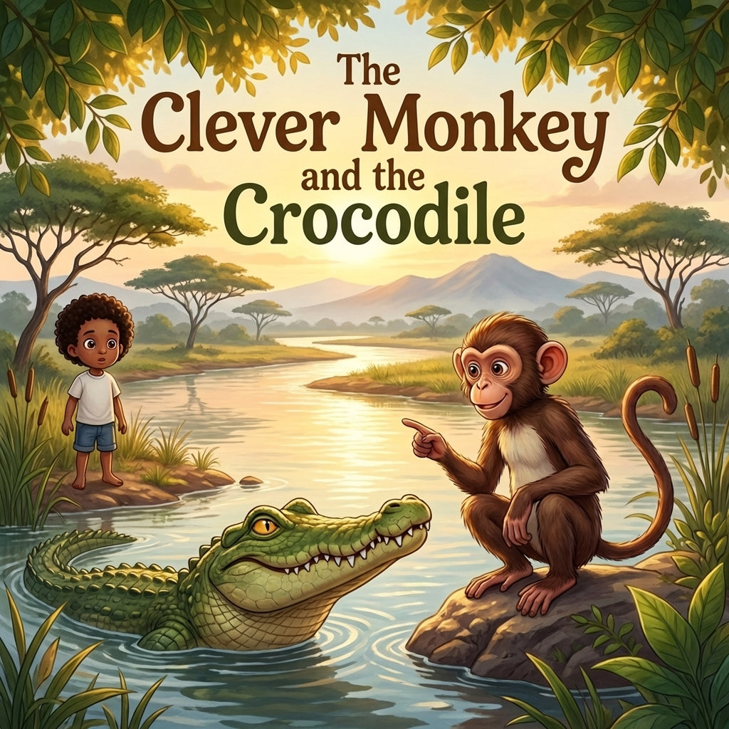 The Clever Monkey and the Crocodile Book Mockup