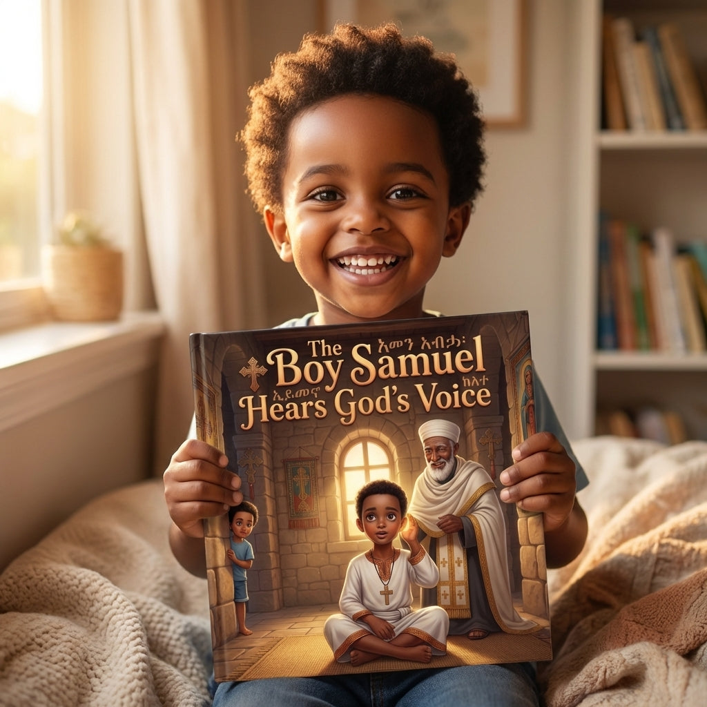 The Boy Samuel Hears God's Voice - Child Holding Book