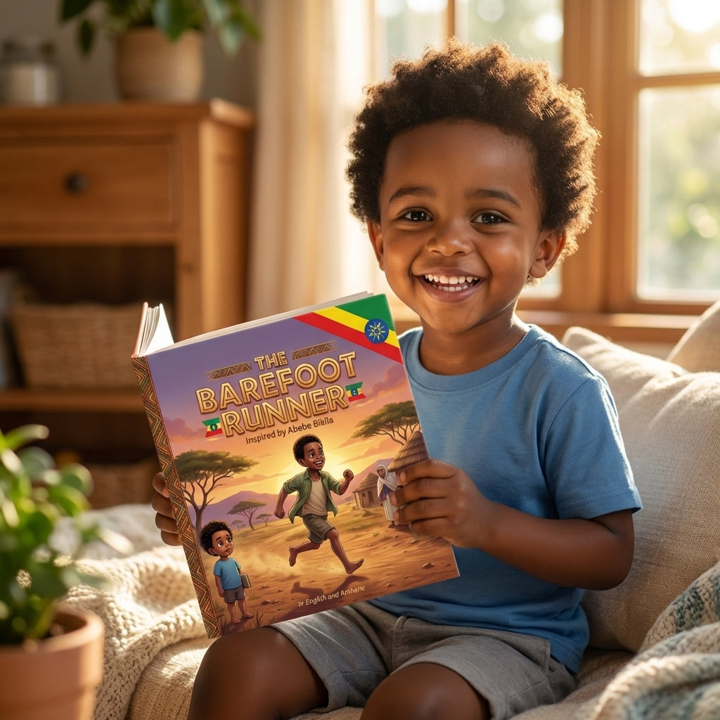 The Barefoot Runner - Child Holding Book