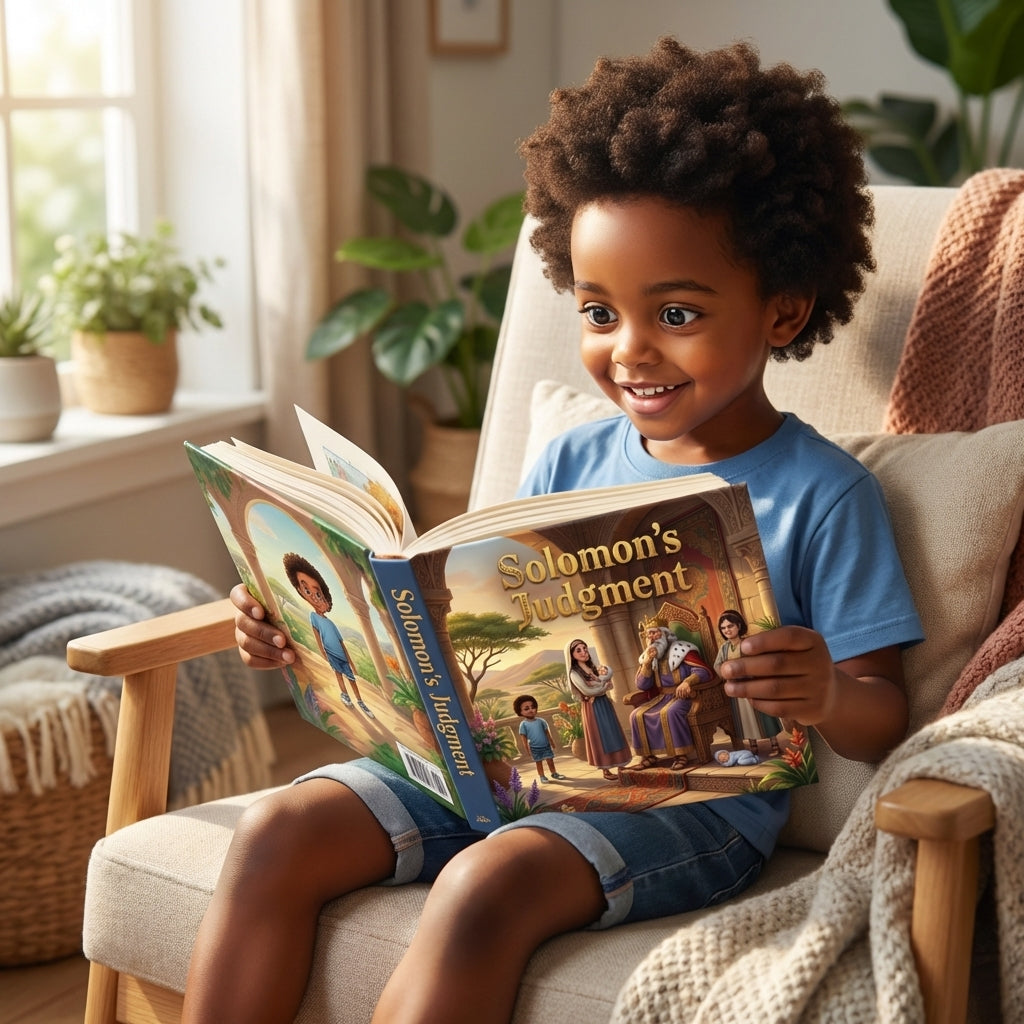 Solomon's Judgment - Child Enjoying Book
