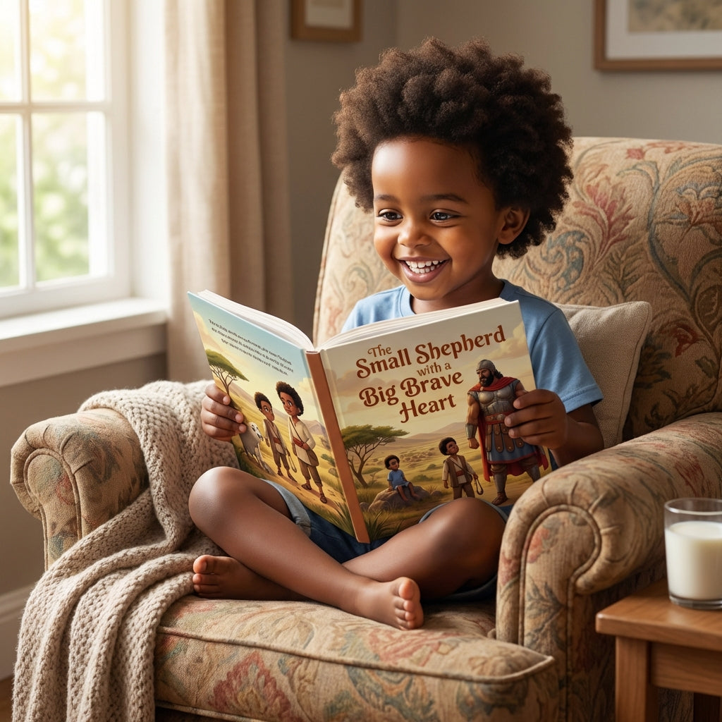 The Small Shepherd with a Big Brave Heart - Child Enjoying Book